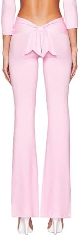 Y2k Flare Leggings Women Bow Tie Back Low Rise Yoga Pants Fashion Bell Bottoms Sweatpants Streetwear