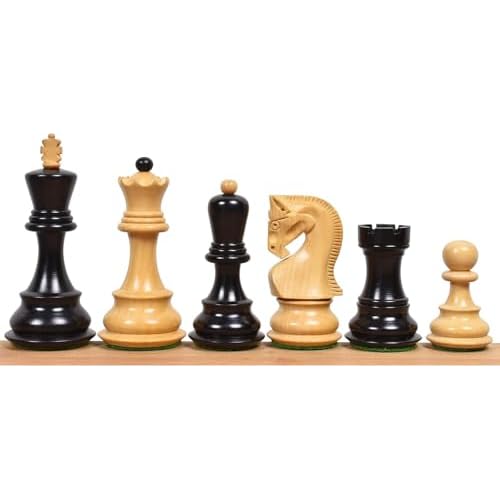 Russian Zagreb Chess Pieces, 3.9 Inch King Height, Ebony Wood & Boxwood