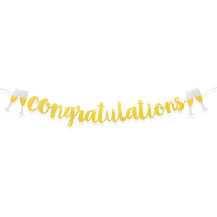 Congratulations Banner|Wedding|Anniversary|Graduation|Retirement Party Decorations Supplies Shimmering Gold Letters Banner Cheers