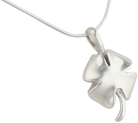 Sterling Silver Four-Leaf Clover Cremation Necklace Memorial Pendant for Ashes with 20" Chain, Secure Keepsake Jewelry for Human Ashes, Handcrafted Lucky Clover Design