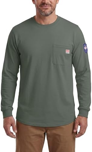 Ubon FR Shirts for Men Welding Shirt Flame Resistant Long Sleeve Work Shirts 6.5 Oz FR Clothing