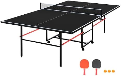 4.5FT/8FT/9FT Mid-Size Table Tennis Table (Black, 9FT)