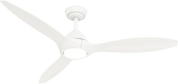 Casablanca - Surea Indoor/Outdoor Ceiling Fan With Light, Remote, 56-inch, Fresh White, Modern-style, 6-speed DC Motor, Energy Star, 52855, for porches, patios, sunrooms, bathrooms