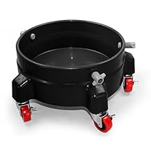 Heavy Duty Car Wash Bucket Dolly with 360 Swivel Casters | Fits 3.57 Gallon Buckets | 300 lb Capacity | Soap Holder | Rolling Pail Stand for Auto Detailing |Black