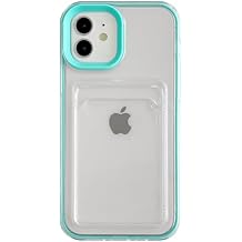 Caseative iPhone 12 Case, Candy Color Card Holder, Clear Shockproof, Soft, Blue