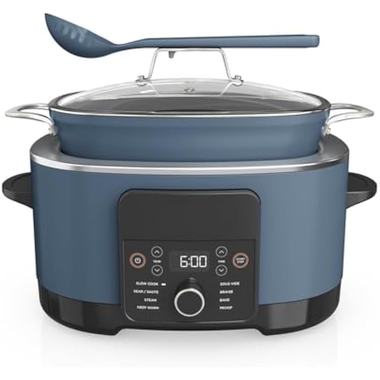 Foodi PossibleCooker PRO 8.5Qt Multicooker 8 in 1 Slow Cooker, Dutch Oven, Steam Bake Roast Sear Saute Bread Maker Warmer, Glass Lid, Integrated Spoon,Nonstick