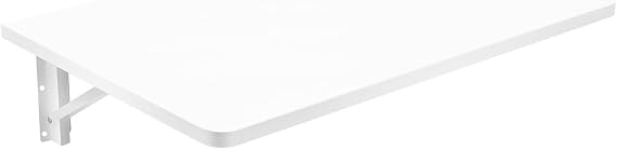 Wall Mounted Folding Desk & Dining Table - Collapsible Floating Workbench for Kitchen Crafting Sewing Station - Space-Saving Design White (90x25cm)