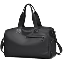 Small Gym Bag for Men Women, 18L Waterproof Travel Duffle Bag with Shoe Compartment & Wet Pocket, Carry on Personal Item Bags for Travel Airplane, Black