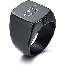 INBLUE Personalized Stainless Steel Cremation Urn Signet Ring for Men Women Pet Customized Photo/Text Ashes Holder Memorial Jewelry with Funnel Kit