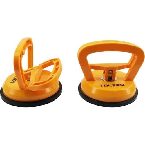 Tolsen Dent Puller Suction Cup Glass Lifter Heavy Duty Dual Suction Cup Tool for Car Dents, Screen Removal, Glass, Mirror, Tile & Window Handling Multi-Purpose Repair & Lifting Tool - 2 Pack