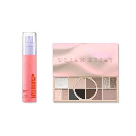Urban Decay Naked Shaped Cool Palette & Matte Setting Spray Travel Bundle - Multi-Use Neutrals - All Nighter Waterproof Setting Spray (1 Fl Oz) for Smudge-Proof, Transfer-Resistant Eye & Face Makeup