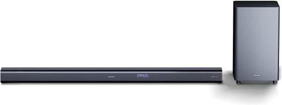 Sharp HT-SBW800 5.1.2 Soundbar, 570W Dolby Atmos Soundbar with Subwoofer for TV with Wireless Bluetooth, Surround Sound, 4K Pass-Through, Aux, HDMI ARC/CEC & USB Playback, Table Top Sound Bar - Black