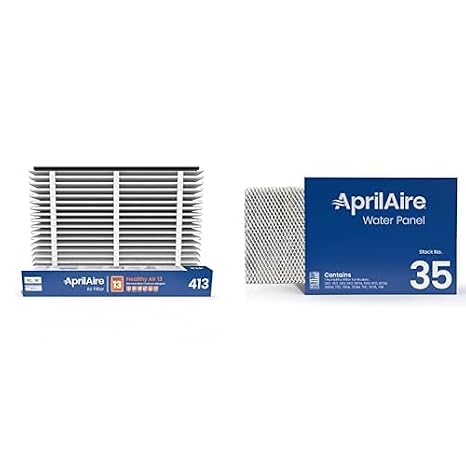 AprilAire 413 MERV 13 Replacement Whole-House Furnace Air Purifier Filter - 16x25x4 (1 Pack) + AprilAire 35 Whole-Home Humidifier Water Panel Filter Replacement (1 Pack) Bundle
