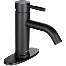 Aquaterior Matte Black Bathroom Sink Faucet Single Handle 1 or 3 Holes RV Lavatory Bathroom Vanity Faucet Bathtub Basin Boho Bathroom Faucets CUPC NSF CEC