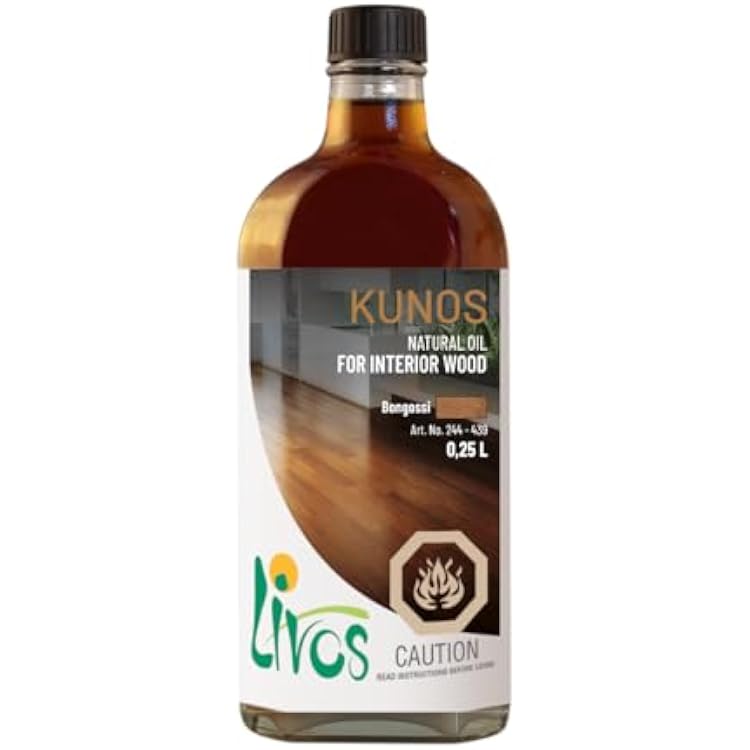 Livos Kunos 244, Natural Wood Oil, Interior Stain and Finish, High Coverage, Easy to Apply, Plant Based, Linseed Oil, Furniture & Flooring Hardwax Oil, Made in Germany 250mL, 204 - White