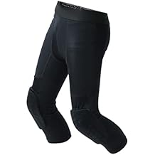 Youth Kids Compression Pants with Knee Pads, Boys 3/4 Capri Compression Pants Basketball Athletic Tights Quick Dry
