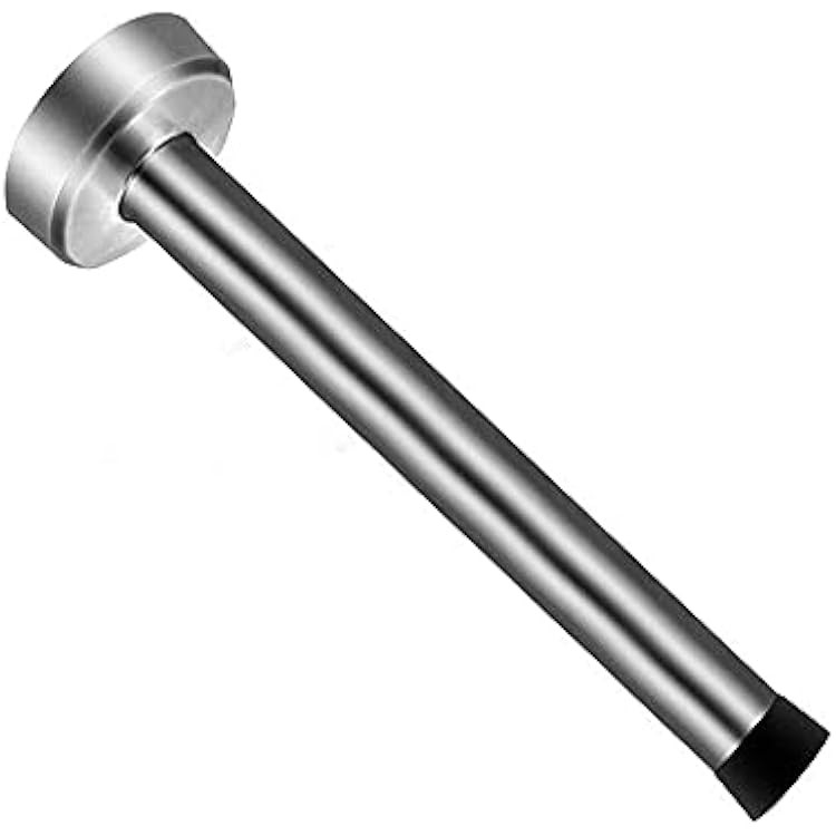 8 Inch Long Door Stop, Stainless Steel Door Stopper with Sound Dampening Rubber Tip, Wall Mount Solid Rigid Doorstop, Brushed