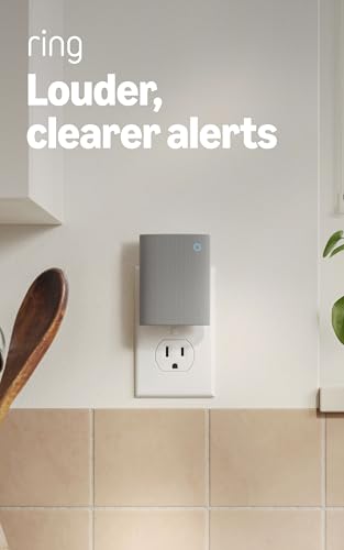 Ring Chime Enhanced audio for real-time alerts you can hear from anywhere, easy plug-in setup, simple wifi & Bluetooth connectivity, sleek design, White