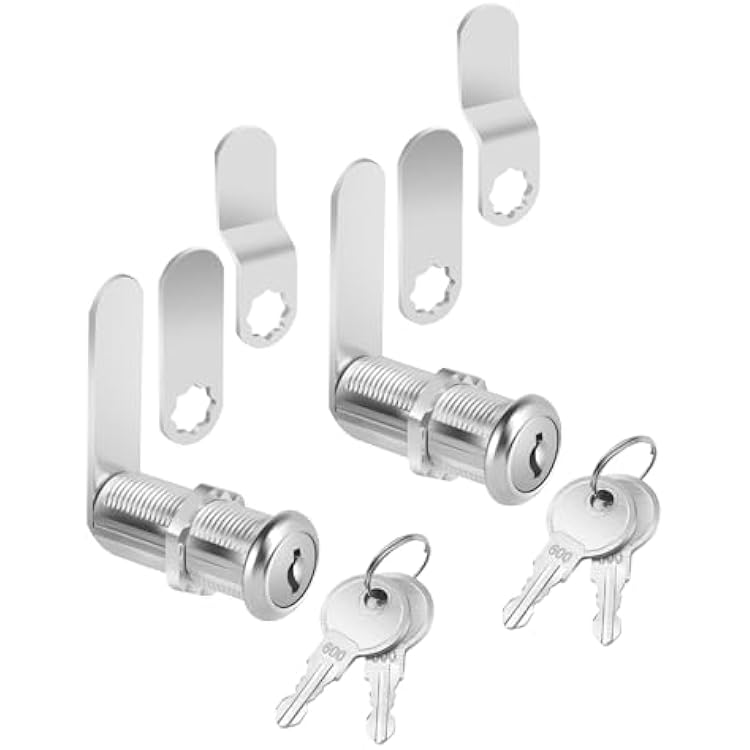 Bates- Cabinet Locks with Keys, 1-12, 2 Pack, Long Cam Locks for Cabinets Keyed Alike, File Cabinet Lock with Key