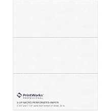 PrintWorks Professional 3 Part Perforated Paper 8.5 x 11 - Perfect for W-2, 1099, Statement Use - Made in the USA - 500 Sheets - 20 lb - Printer Compatible - White (04120)