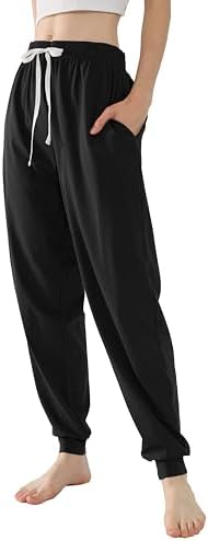 Womens Cotton Jogger Pants Ultra Soft Sweatpants Lounge Patns with Pockets