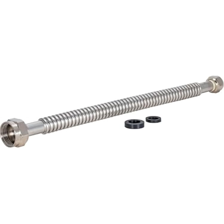 Eastman 24 Inch WaterFlex Water Heater Connector, 34 Inch FIP x 1 Inch FIP, Stainless Steel Corrugated Water Heater Supply Line, 437524