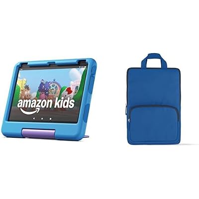 Amazon Fire HD 10 Kids Tablet Sleeve Bundle Bundle includes Amazon Fire HD 10 Kids tablet, 16GB, Blue & Denim Carrying Case