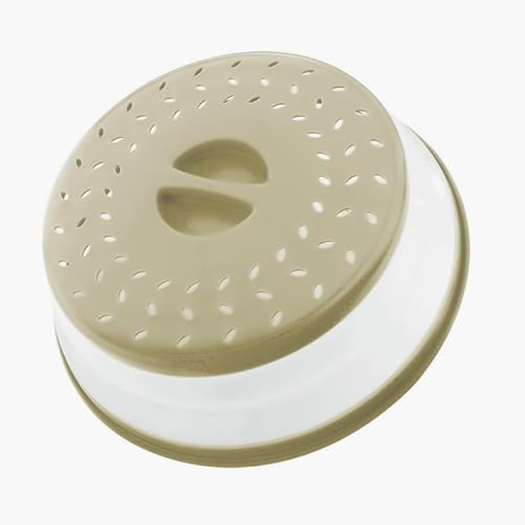 Collapsible Microwave Splatter Cover, 10.5 Inch, Dishwasher-safe, Microwave Plate Cover With Steam Vent,BPA-Free Silicone & Plastic Beige grey