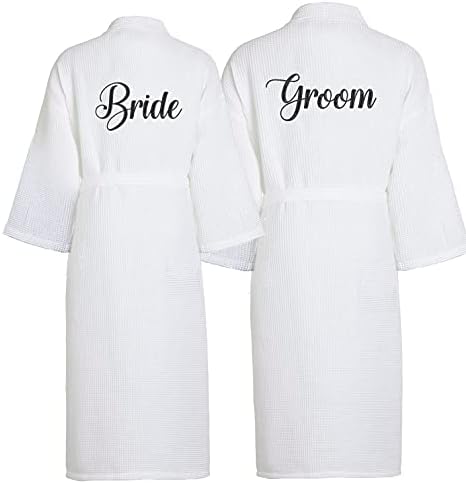 Classy Bride His and Her Bride and Groom Robes for Couples Set Couples Robes Set of 2 - Cotton Waffle Weave Robes for Bride and Groom - Wedding Gift for Couples