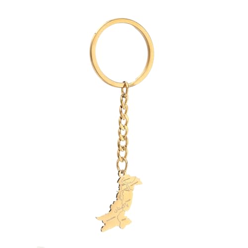 Stainless Steel Pakistan Map With City Keychain Necklace Pakistani Maps Jewelry