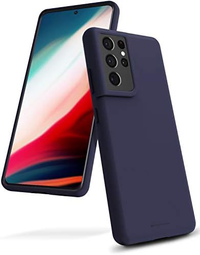 GOOSPERY Liquid Silicone Compatible with Samsung Galaxy S21 Ultra Case, Silky-Soft Touch Full Body Protection Shockproof Cover Case with Soft Microfiber Lining-Navy