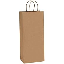 BagDream Kraft Paper Bags 5.25x3.25x13 Inches 50Pcs Kraft Brown Paper Wine Bags with Handles Bulk for Wine, Gift, Retail, Party Favor