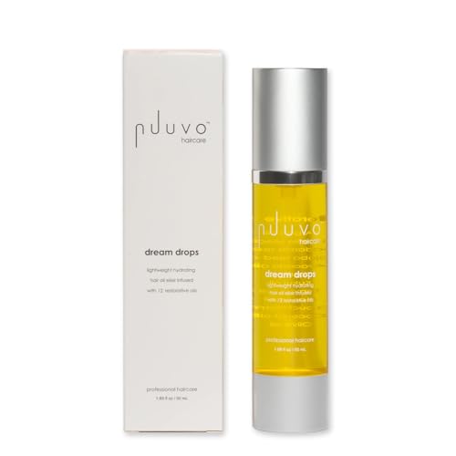 Nuuvo Dream Drops Hair Oil - 1.7oz, Lightweight Hydrating Treatment with Castor, Jojoba, Avocado & Argan Oil - Heat Protectant Detangling Serum for Dry, Damaged or Frizzy Hair for Shine & Strength