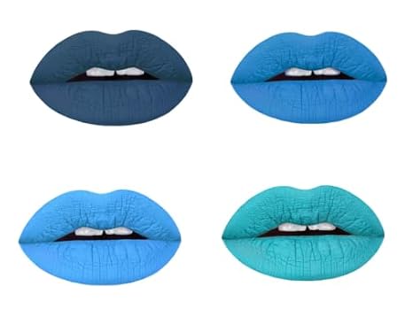 Aromi Matte Liquid Lipstick Bundle | Long-lasting, Light, Baby Blue, Dark Navy, Sea Foam, Azure Blue Lip Color for Women (BlueLiquid Lipstick Bundle)