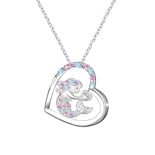 M&Ostyle Mermaid Necklace for Girls Boys Crystal Heart Pendant Necklaces Gifts Jewelry Gifts for Girls Daughter Boys Son Granddaughter Niece Birthday Christmas Graduation Gift over 3 years old