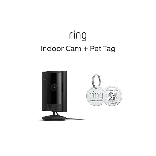 Ring Indoor Cam (2nd Gen), Black with Ring Pet Tag