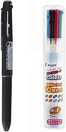 Pilot Multi-Pen Body Hi-Tec-C Coleto 1000 Black Body (LHKC-1SC-B)+ 0.4mm Refill 10 Color Set (LHKRF-1SC4-10C)