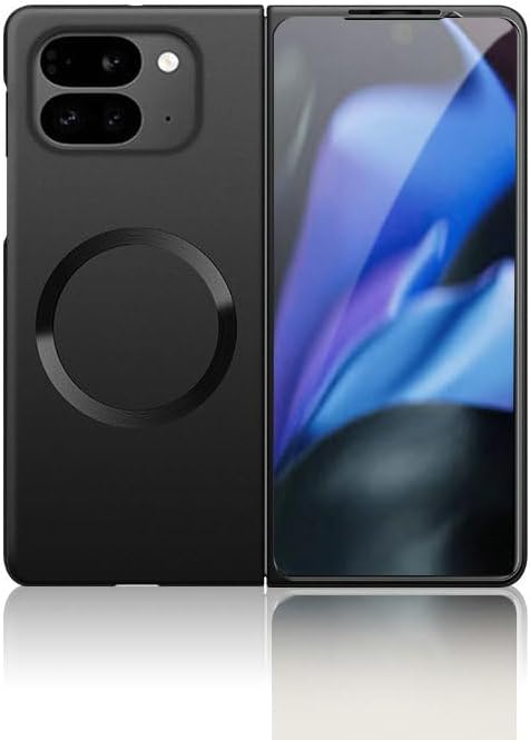 Google Pixel 9 Pro フォールドケースカバー Google Pixel 9 Pro Fold 5G GGH2X 超薄型ハードPC耐衝撃保護ケース 内蔵磁気吸着ブラック