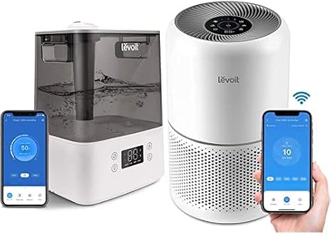 LEVOIT Air Purifier and Humidifier Bundle, Smart WiFi App Control, HEPA Filter, Essential Oil Diffuser, Auto & Sleep Modes, White Noise, Alexa