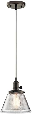 Kichler Avery 8.75 1 Light Cone Mini Pendant with Clear Seeded Glass Olde Bronze