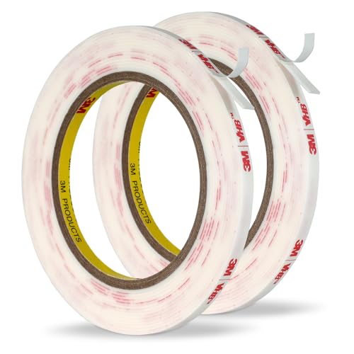 3M Double Sided Mounting Tape 14x15.4Ft 2 Pack, White 4950 Heavy Duty Adhesive Waterproof Foam Tape for Car Home Office Deco