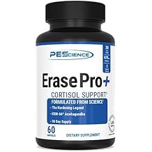 PEScience Erase Pro+, Natural Testosterone Booster, Cortisol Blocker with KSM 66 Aswhagandha, and I3C Estrogen Blocker PCT Supplement, 30 Day Supply