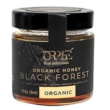 ORPHE Organic Raw Black Forest Honey, Creamed Unheated & Unfiltered Wildflower Blossom Honey with Natural Pollen Smooth Spreadable Honey in Premium Packaging, 9oz Glass Jar