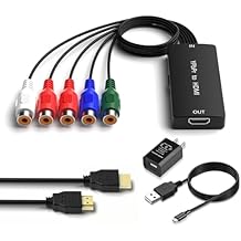 Dingsun Component to HDMI Converter, YPbPr/RGB+R/L to HDMI Converter Adapter, Support 720P/ 1080P for DVD, VSH, Blu-Ray Player, Wii, PS2/PS3, Xbox 360, Gamecube and More (Female)