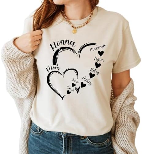 Personalized Grandma Heart Shirt for Grandkids, Gift for Nana, Mother's Day