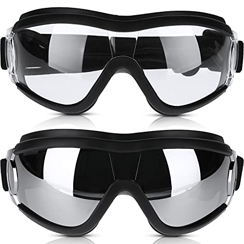 2 Pieces Dog Goggles Sunglasses Snowproof Windproof Glasses Pet Goggles for Travel Skiing Anti-Fog Dog with Adjustable Strap