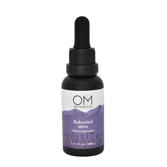 OM Botanical Bakuchiol Serum 100% Plant Based Retinol Alternative for Face Natural Anti Aging Collagen Booster for Wrinkles, Fine Lines & Dark Spots Sensitive Skin & Pregnancy Safe 1oz