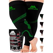 Mojo Compression Socks - 20-30mmHg Graduated Support Thigh-Hi Leg Sleeves with Grip Top - Reduces Swelling, Ideal for Varicose Veins, Lymphedema, DVT Treatment - 1 Pair