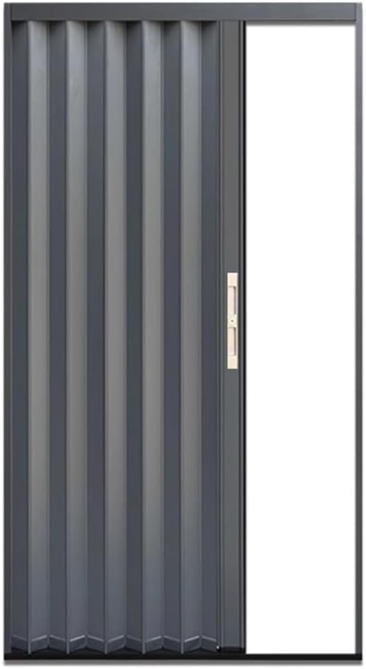 Accordion Sliding Door with Lock, Waterproof & Fireproof Aluminum Alloy Folding Divider Door for Kitchens, Balconies, Bathrooms(Gray Right,750x1000mm)
