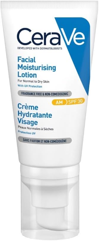 CeraVe AM Facial Moisturising Lotion SPF50 With 3 Essential Ceramides, Vitamin E, Niacinamide, MVE Technology, UVA UVB Protection, For Normal to Dry Skin, Lightweight, Non-Greasy, Allergy Tested, 52ml
